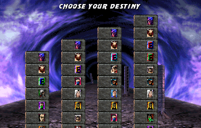 The "Choose Your Destiny" Screen.