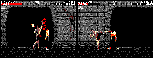 Johnny Cage Fatality with and without Blood Code.