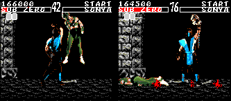 Sub-Zero's Fatality without and with blood code