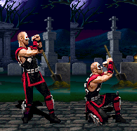 An example of Kano blocking while standing and ducking.